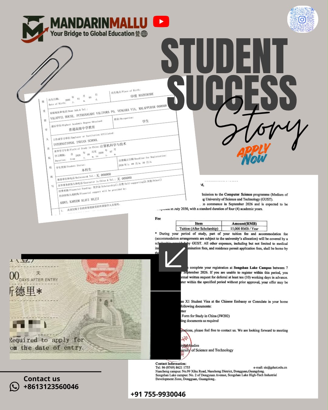 MandarinMallu student profile and China university promotion
